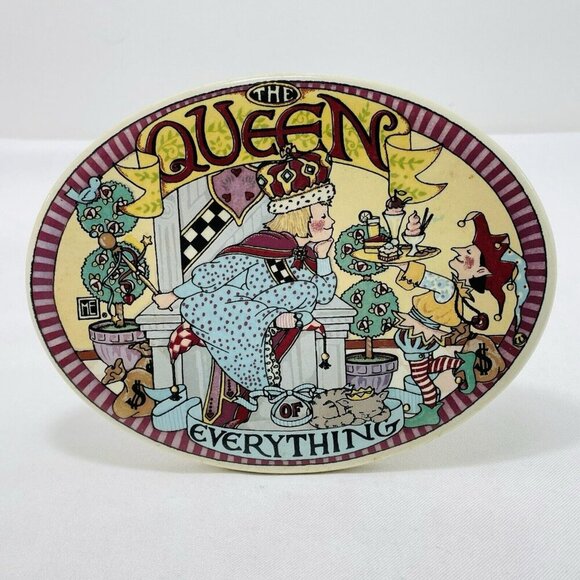 Mary Engelbreit Queen Plaque Sign Santa Barbara Women Display Shelf Desk Oval - Picture 1 of 12